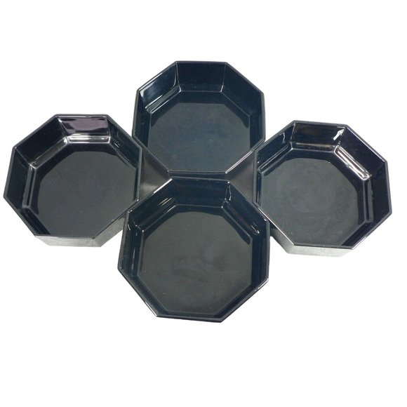 Bridge Bowls Party Snack Cocktail Nuts, Condiment Octagon 4pc Set Blk - Picture 1 of 11